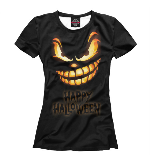Женская футболка с изображением Happy Halloween цвета Белый