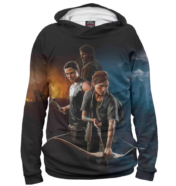 Женское худи с изображением Элли, Эбби и Джоэл цвета Белый