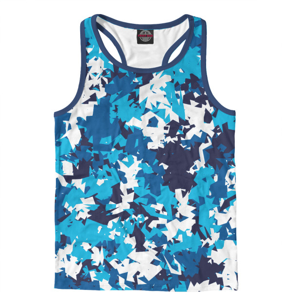 Мужская майка-борцовка с изображением Сине-Бело-Голубой камуфляж цвета Белый