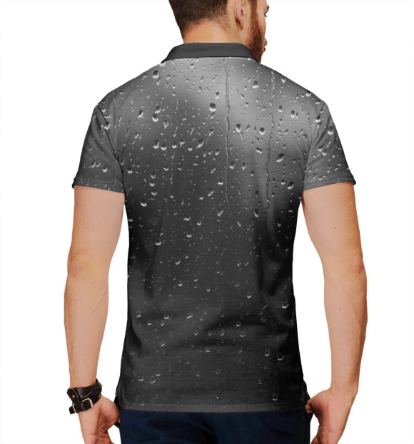 Мужское поло с изображением Дождь цвета Белый
