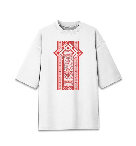 Женская футболка оверсайз с изображением Белобог дари добро цвета Белый