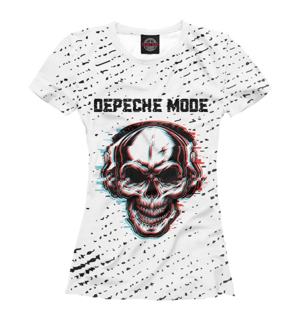 Женская футболка с изображением Depeche Mode + Череп цвета Белый