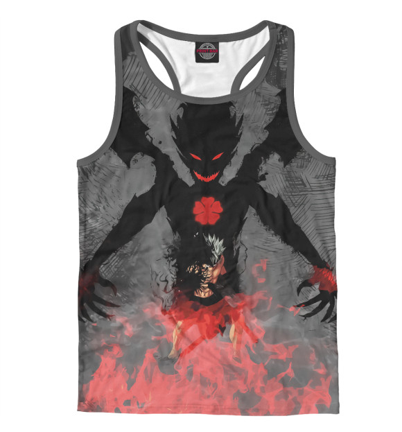 Мужская майка-борцовка с изображением Чёрный клевер цвета Белый