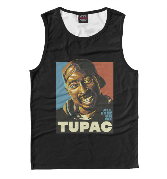 Майка для мальчика с притом 2Pac цвета Белый Майка для мальчика с изображением 2Pac цвета Белый
