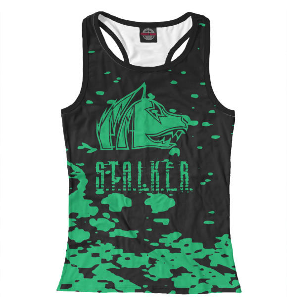 Женская майка-борцовка с притом S.T.A.L.K.E.R. цвета Белый Женская майка-борцовка с изображением S.T.A.L.K.E.R. цвета Белый