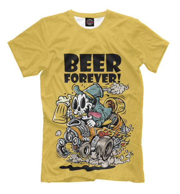 Мужская футболка с изображением Beer forever цвета Белый