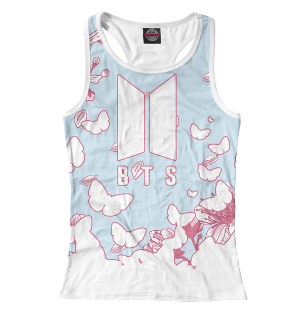Женская майка-борцовка с изображением BTS цвета Белый