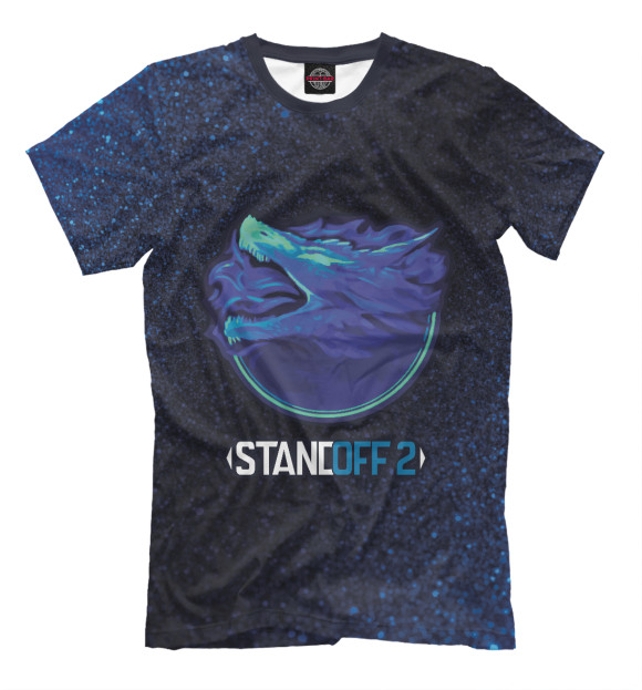 Мужская футболка с изображением Стандофф 2 - Дракон - Шум цвета Белый