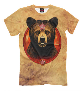 Мужская футболка Медведь с красной звездой