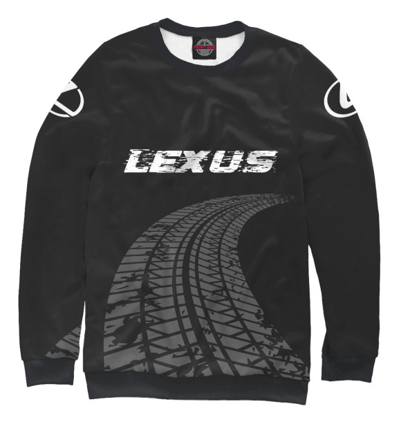Мужской свитшот с изображением Lexus Speed Tires на темном цвета Белый