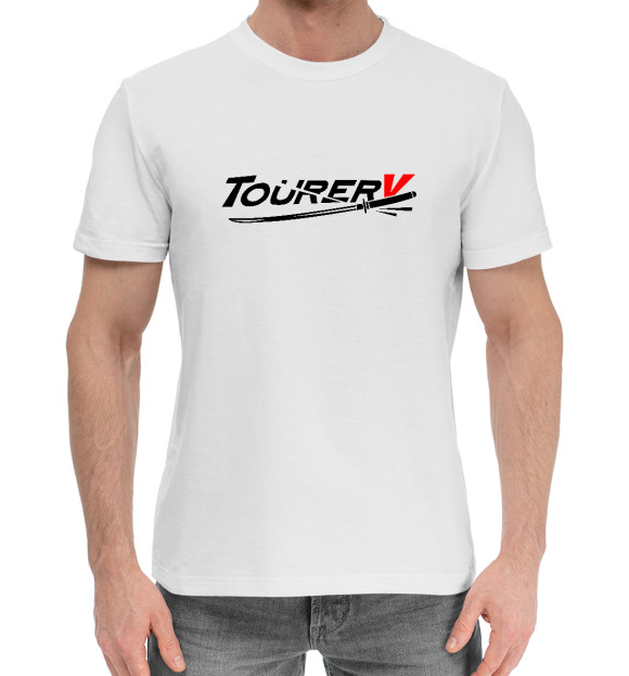 Мужская хлопковая футболка с изображением Tourer V цвета Белый