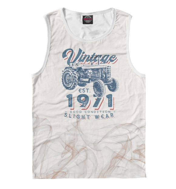 Мужская майка с изображением Vintage 1971 цвета Белый
