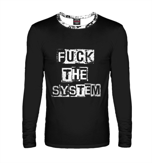 Мужской лонгслив с изображением FUCK THE SYSTEM цвета Белый