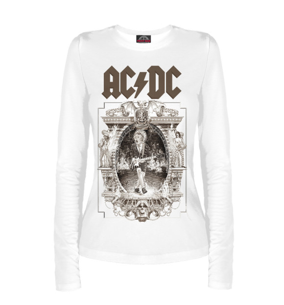 Женский лонгслив с изображением AC/DC цвета Белый