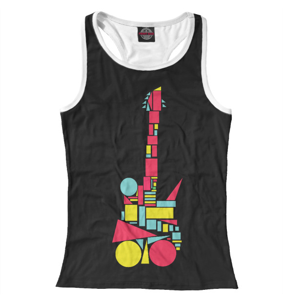 Женская майка-борцовка с изображением Гитара (абстракт) цвета Белый