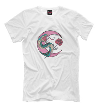 Мужская футболка Змея на фоне луны
