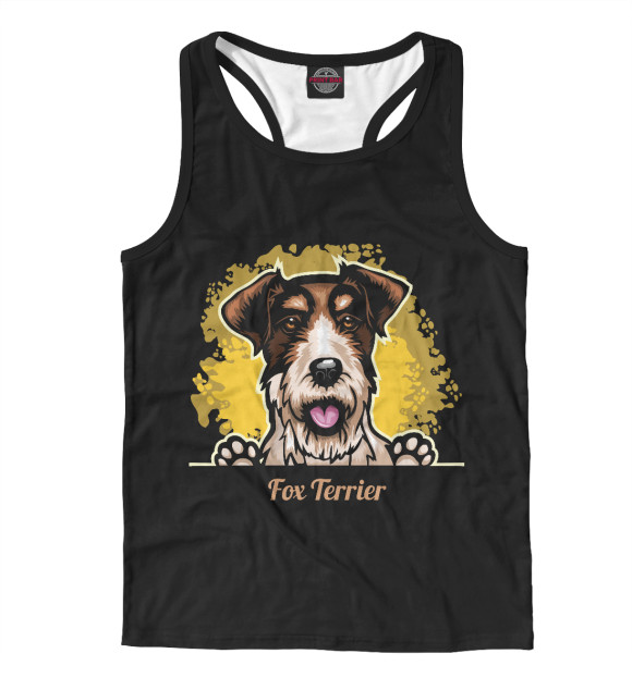 Мужская майка-борцовка с изображением Фокстерьер цвета Белый