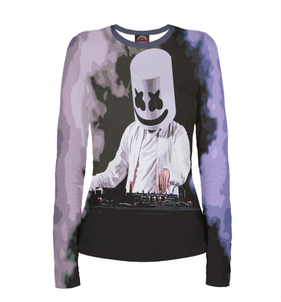 Женский лонгслив с изображением Marshmello цвета Белый