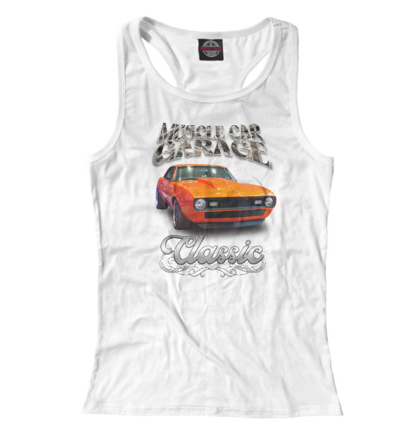 Женская майка-борцовка с изображением Muscle car на белом цвета Белый