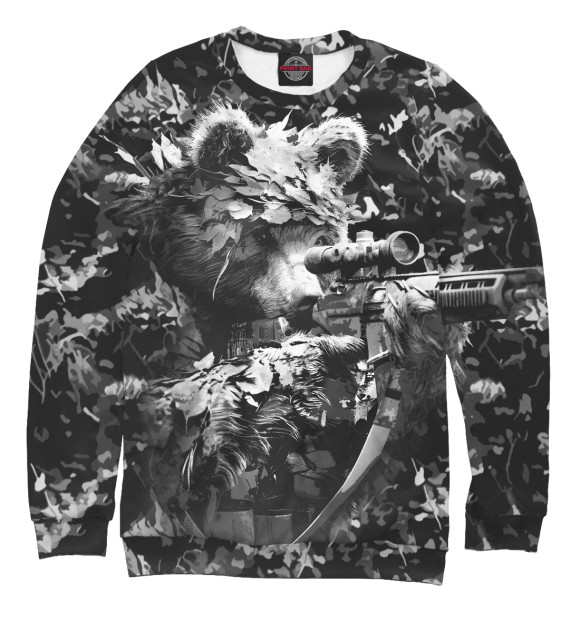 Свитшот для мальчиков с изображением Медведь снайпер с винтовкой цвета Белый