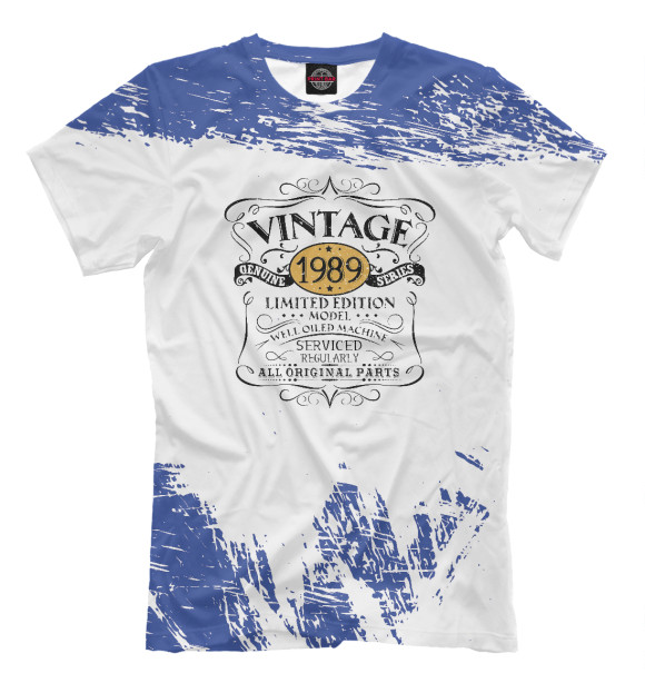 Мужская футболка с изображением Vintage 1989 Birthday цвета Белый