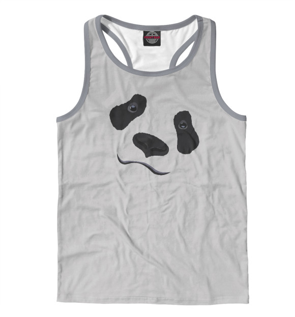 Мужская майка-борцовка с изображением Взгляд панды цвета Белый