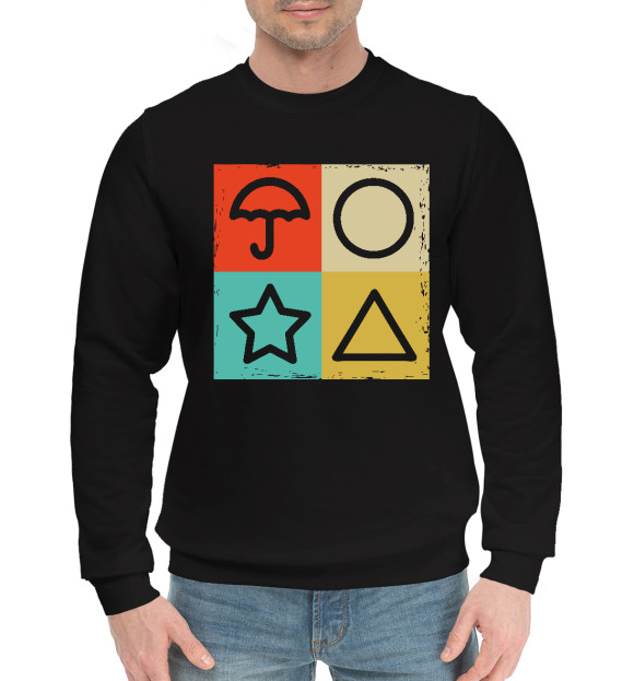 Мужской хлопковый свитшот с изображением Squid Game цвета Черный