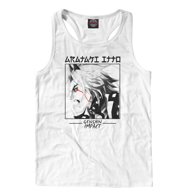 Мужская майка-борцовка с изображением Итто. Genshin Impact цвета Белый