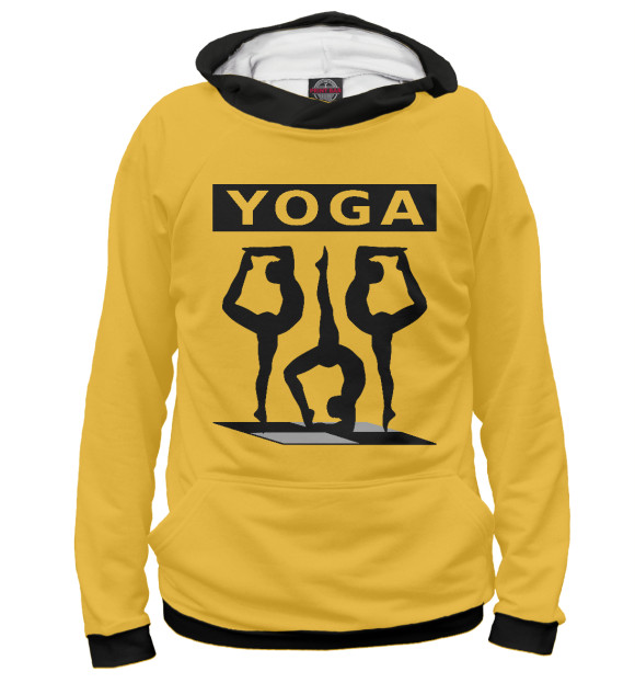 Женское худи с изображением Йога yoga цвета Белый