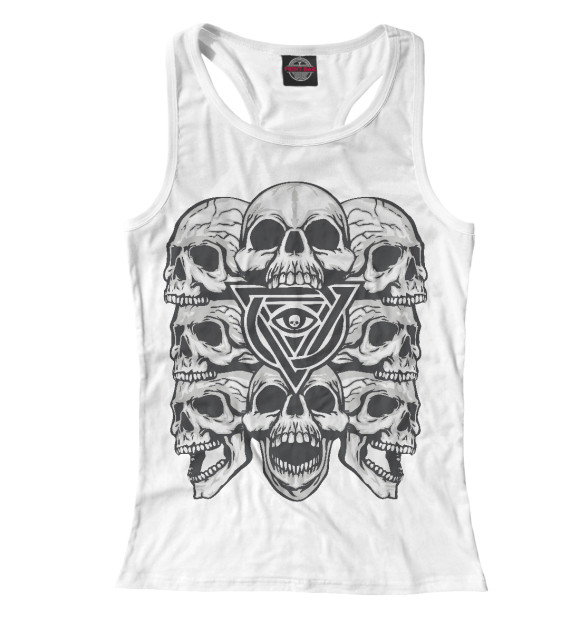 Женская майка-борцовка с изображением Черепа цвета Белый