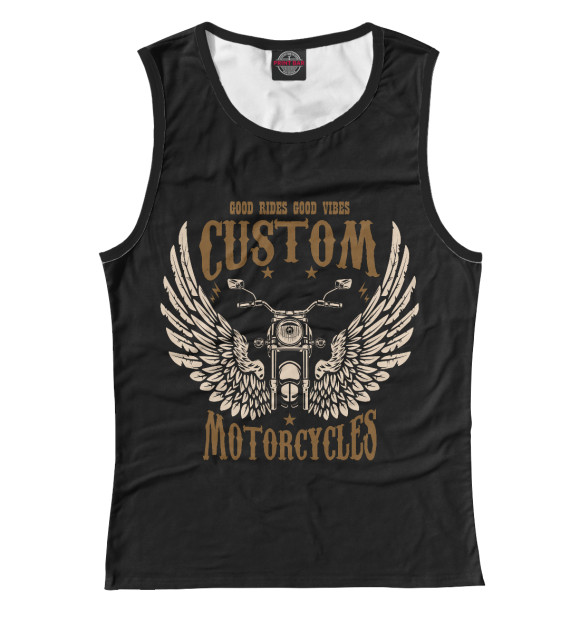 Майка для девочки с изображением Custom Motorcycles цвета Белый