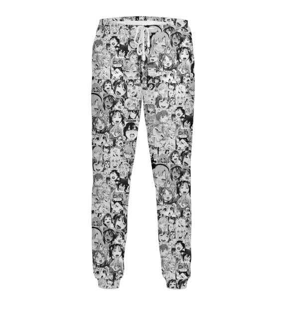 Мужские спортивные штаны с изображением Ahegao (Ахегао) цвета Белый