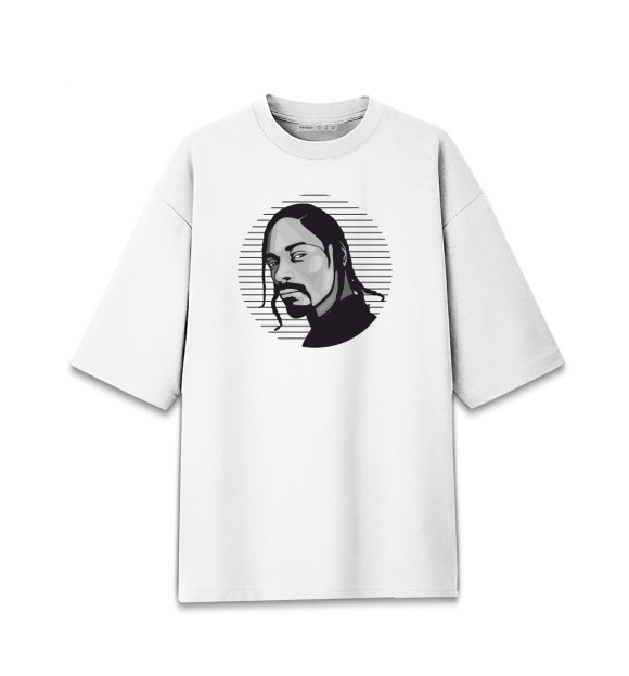 Женская футболка оверсайз с притом Snoop Dogg цвета Белый Женская футболка оверсайз с изображением Snoop Dogg цвета Белый