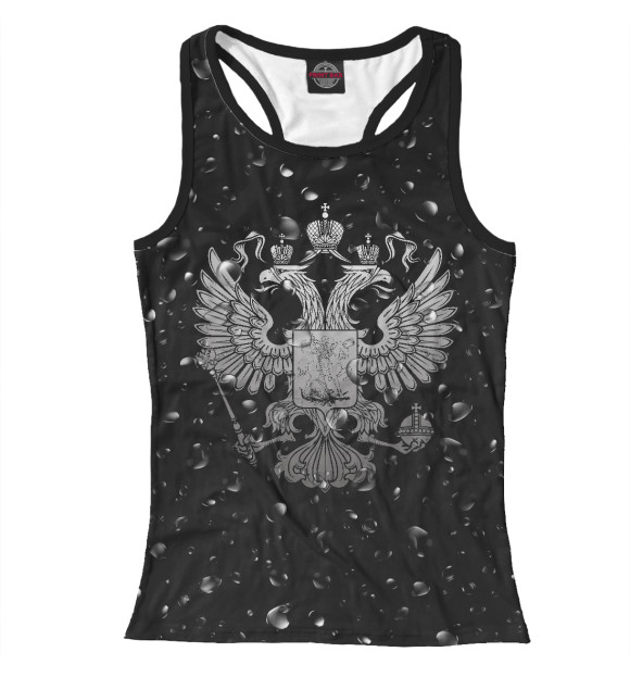 Женская майка-борцовка с изображением Герб под дождём цвета Белый