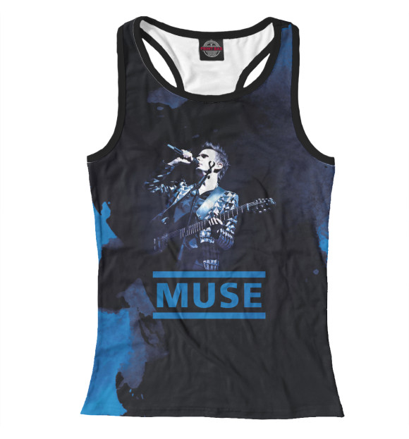 Женская майка-борцовка с притом Muse цвета Белый Женская майка-борцовка с изображением Muse цвета Белый