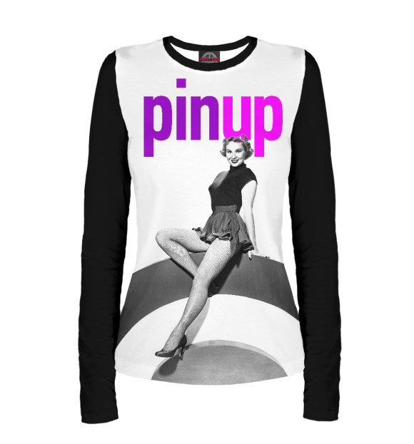 Женский лонгслив с изображением Pin up цвета Белый