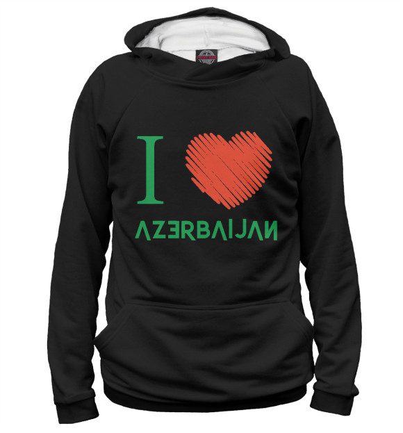 Мужское худи с изображением Love Azerbaijan цвета Белый