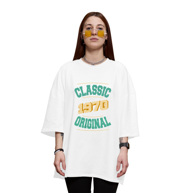 Женская футболка оверсайз с изображением 1970 classic цвета Белый
