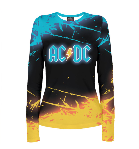 Женский лонгслив с изображением AC/DC цвета Белый