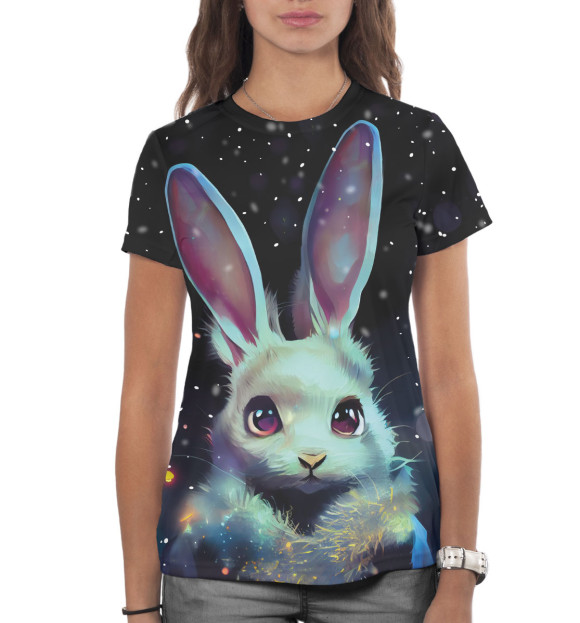 Женская футболка с изображением Кролик цвета Белый
