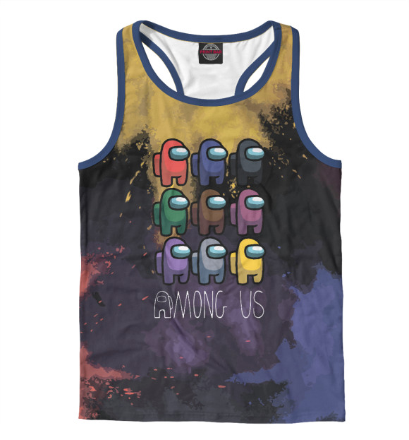Мужская майка-борцовка с изображением AMONG US / АМОНГ АС цвета Белый