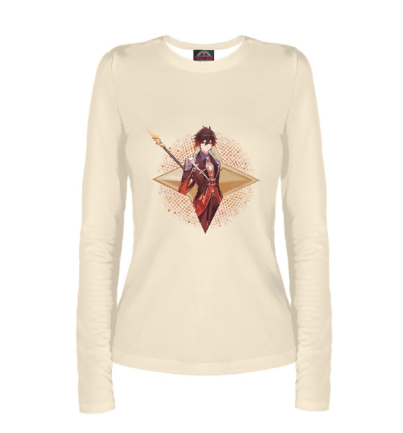 Женский лонгслив с изображением Чжун Ли Genshin impact цвета Белый