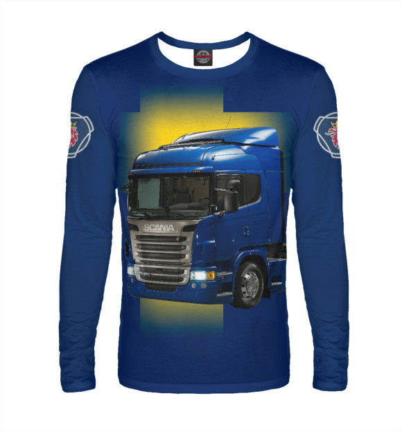 Мужской лонгслив с изображением SCANIA цвета Белый