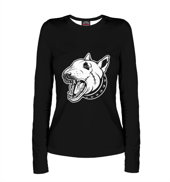 Женский лонгслив с изображением Бультерьер цвета Белый