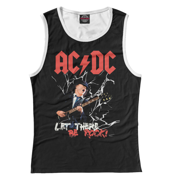 Майка для девочки с изображением AC/DC цвета Белый
