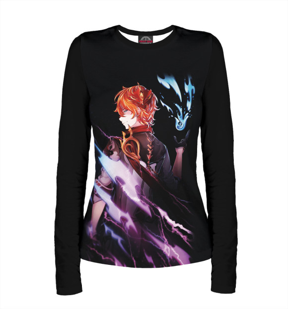 Женский лонгслив с изображением Childe Genshin Impact цвета Белый