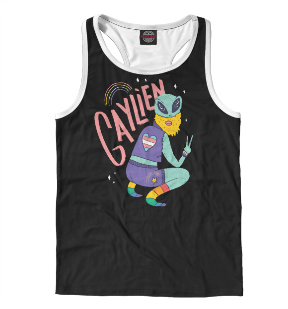 Мужская майка-борцовка с изображением Gaylien цвета Белый