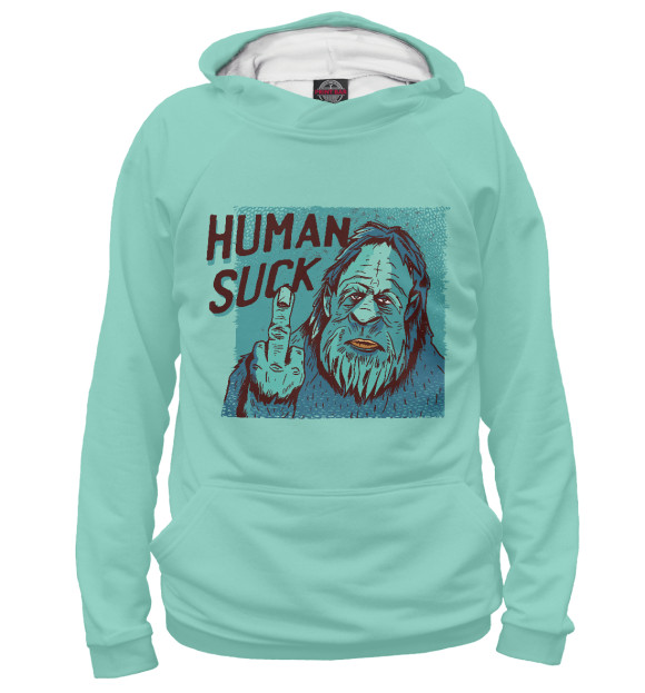 Женское худи с изображением Human Suck цвета Белый