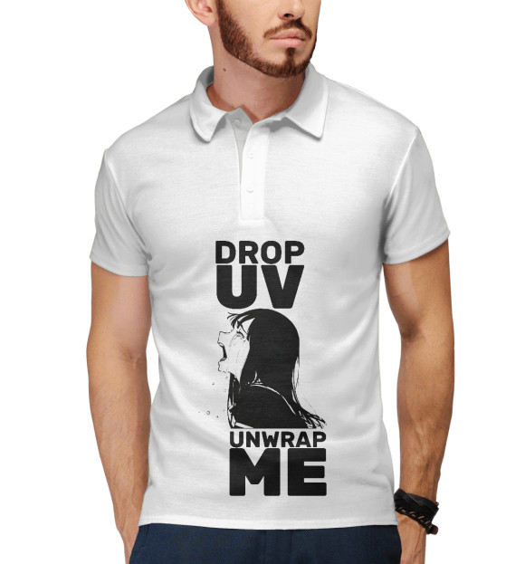 Мужское поло с изображением Drop UV UnWrap ME цвета Белый