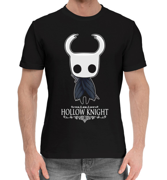 Мужская хлопковая футболка с изображением Hollow Knight цвета Черный